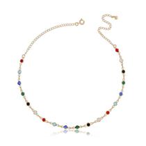 Colar Chocker Colorido Cristal Semijoias Folheado Ouro 18K
