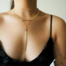 Colar Chocker Corrente Gravatinha Folheado Dourado