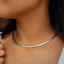 Colar Chocker de aro de aço inoxidavel