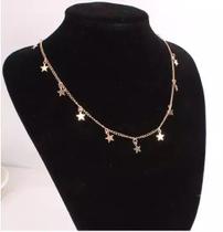 Colar Chocker Gargantilha Estrelas Pingente