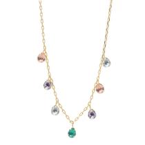 Colar Chocker Gotas Coloridas Folheado a Ouro 18K
