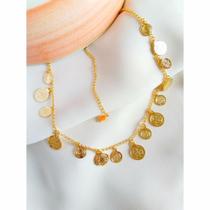 Colar chocker medalhas ouro 18k