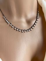 Colar chocker modelo pérola folheado ródio e prata