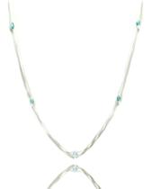 Colar Chocker Pedra Zirconia Azul Claro Prata Legitima 925