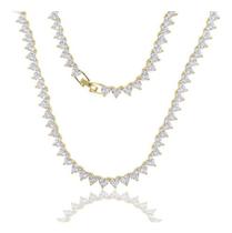 Colar Chocker Pedra Zirconia Coração Riviera Dourado Prata