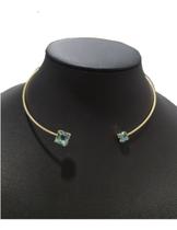 Colar Chocker Pedra Zirconia Quadrado Folheado 18k Rígido