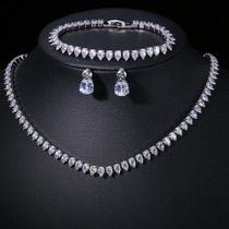 Colar Chocker Riviera Gota Brinco Pulseira Noiva Zircônia