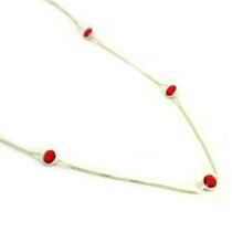 Colar Chocker Veneziana Pedra Zirconia Vermelha Prata 925