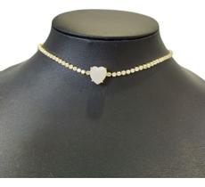 Colar Chocker Zirconia Coração Riviera semi joia Colar Chocker Zirconia Coração Riviera semi joia
