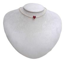 Colar Chocker Zirconia Coração Riviera semi joia