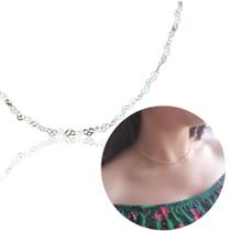 Colar Choker 40CM Corações Duplo Especial em Prata 925: Celebre o Amor e a Elegância! Rf 251