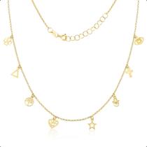 Colar Choker 40cm Ouro 18k Elo Português Com Berloques Colar Choker 40cm Ouro 18k Elo Português Com Berloques