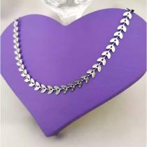 Colar Choker Aço Inox Escama de Peixe Inoxidável Gargantilha Não Escurece Setas Setinhas