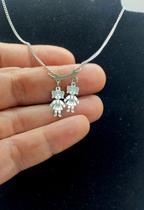 Colar CHOKER AÇO INOX Mamãe Mãe 2 FilhAS MeninAS Canga PRATA