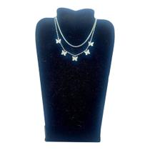 Colar CHOKER AÇO INOXIDAVEL Duplo Luxo SNAKE + 5 BORBOLETA Colar CHOKER AÇO INOXIDAVEL Duplo Luxo SNAKE + 5 BORBOLETA