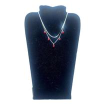 Colar CHOKER AÇO INOXIDAVEL Duplo Luxo SNAKE + GOTA VERMELHO Colar CHOKER AÇO INOXIDAVEL Duplo Luxo SNAKE + GOTA VERMELHO