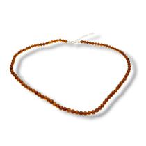 Colar Choker Ambar Bolinha 4mm Natural Prata 925 com Extensor Pedra Laranja Chocker