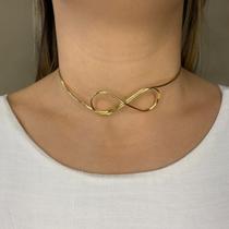 Colar Choker Aro Fino Infinito Banhado em Ouro 18k