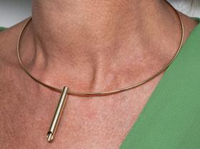 Colar Choker Aro Liso com Pingente de Filete Banhado em Ouro 18K