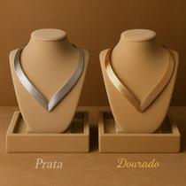 Colar Choker Aro V 7 Fios Design Moderno