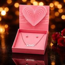 Colar CHOKER + brinco+caixa presente AÇO INOX PINGENTE SAUDE