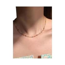 Colar Choker Colorido De Acrílico Com Corrente De Pérolas Douradas E Cristais Vintage Para Joias De