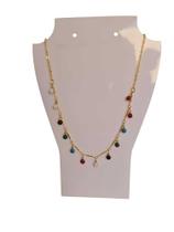 COLAR CHOKER COM PINGENTES COLORIDOS PENDURADOS Dourado COLAR CHOKER COM PINGENTES COLORIDOS PENDURADOS Dourado