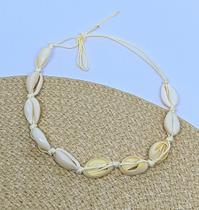 Colar Choker Conchas Búzios natural olho grego Fio Encerado com concha Gargantilha Tendência Moda Verão Praia Colar Choker Conchas Búzios natural olho grego Fio Encerado com concha Gargantilha Tendência Moda Verão Praia