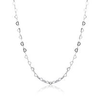 Colar Choker Corações em Prata - 45 cm