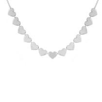 Colar Choker Corações lisos Folheada Prata 925 G