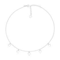 Colar Choker Corações Vazados Prata 925