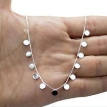Colar Choker Cordao Círculos Liso Folheada A Prata 925
