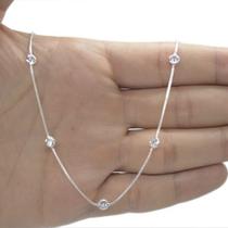 Colar Choker Cordao Pedras Folheada A Prata 925