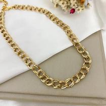 Colar choker correntaria elos grumet duplos P Colar choker correntaria elos grumet duplos P