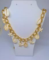 Colar Choker Corrente Buzios Berloques Estrela do Mar Concha folheado Ouro 18k Moda Praia Verão Colar Choker Corrente Buzios Berloques Estrela do Mar Concha folheado Ouro 18k Moda Praia Verão