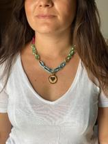 Colar Choker Corrente Colorida Pingente Blogueira Papilloo