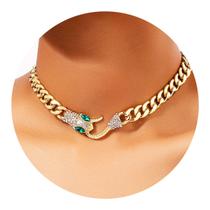 Colar Choker Corrente Dourada ou Prata com Fecho Serpente - Colar Choker Corrente Dourada ou Prata com Fecho Serpente -