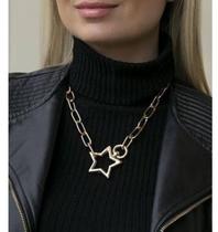 Colar Choker Corrente Elos Grande Fecho Mosquetão Estrela Folheado Ouro 18k Dourado Prata Tendência Blogueira Colar Choker Corrente Elos Grande Fecho Mosquetão Estrela Folheado Ouro 18k Dourado Prata Tendência Blogueira