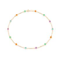 Colar Choker Cristais Coloridos Feminino Rommanel Banhado Ouro 18k 531958