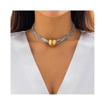 Colar Choker Curto Chunky Feminino Com Correntes Grossas E Grande Bola Acessórios De Moda