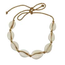 Colar Choker De Búzios Cordão Encerado Cru Colar Choker De Búzios Cordão Encerado Cru