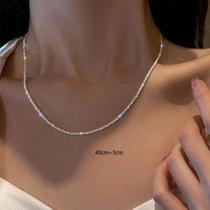 Colar Choker De Cadeia Prateada Brilhante Para Mulheres E Meninas, Joias Para Casamento E Festas