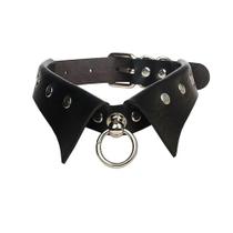 Colar Choker De Couro Vintage Punk Gótico Feminino Com Pingente De Anel Redondo, Joias De Moda Colar Choker De Couro Vintage Punk Gótico Feminino Com Pingente De Anel Redondo, Joias De Moda