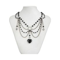 Colar Choker De Cristal Preto Com Franjas Para Mulheres, Joias Com Pingente De Coração Goth Punk