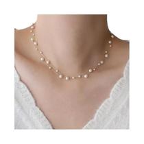 Colar Choker De Pérola Em Aço Inoxidável À Prova d'Água Para Mulheres, Bijoux Presente