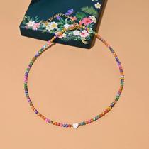 Colar Choker De Pérolas Boho De Verão Para Mulheres, Coração De Conchas Naturais, Colar Colorido