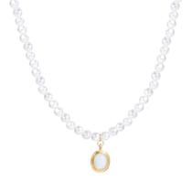 Colar Choker de Pérolas Naturais c Pingente Dourado Feminino