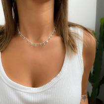 Colar Choker de Prata 925 com Zircônias Turmalina Paraíba