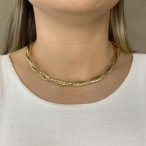 Colar Choker Dois Fio Grosso Torcido Banhado em Ouro 18k Colar Choker Dois Fio Grosso Torcido Banhado em Ouro 18k
