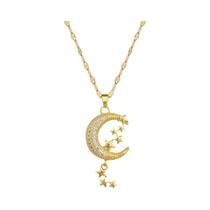 Colar Choker Elegante De Aço Titânio Com Pingente De Lua E Estrela, Acessório De Joalheria Versátil Colar Choker Elegante De Aço Titânio Com Pingente De Lua E Estrela, Acessório De Joalheria Versátil